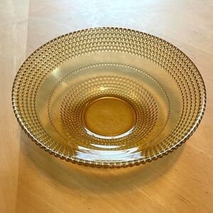 Vintage Amber Glass Cereal Desert Fruit Beaded Bullseye Bowl 6 1/2” X 2 1/8”